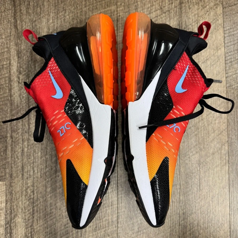 Nike Air Max 270 "Sunset" University Red Gold Sneakers Men's Size 9 - Picture 4 of 9